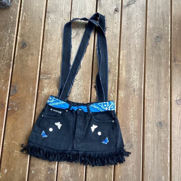 Y2K 2000s DIY Denim Short Patch Purse Patches Butterfly Bag - Picture 1 of 3